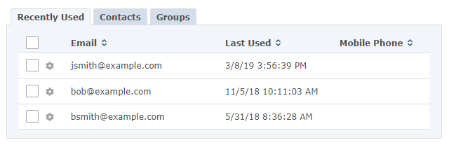 Address Book Recently Used Tab