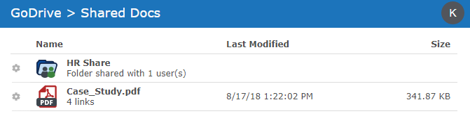 Shared Documents Page